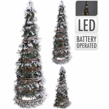 Decoratie kerstboom kegel met led licht op batterij 40 cm