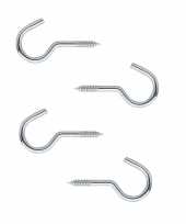 16x kerstboom verlichting kerstlampjes ophanghaakjes staal verzinkt met houtdraad l6 x d1 8 cm