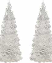 2x stuks verlichte figuren acryl kerstboom piramides 12 cm