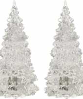 2x stuks verlichte figuren acryl kerstboom piramides 17 cm