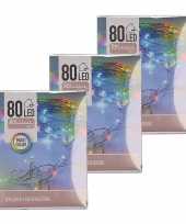 3x kerstboom verlichting op batterij gekleurd binnen 80 lampjes