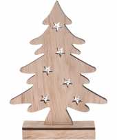 Houten kerstboompje decoratie 28 cm met led verlichting