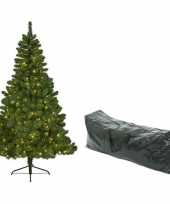 Kunst kerstboom imperial pine 180 cm met lichtjes en opbergzak