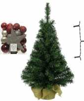 Mini kerstboom inclusief lampjes en bruin champagne versiering