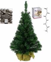 Mini kerstboom inclusief lampjes en kasjmier bruine versiering