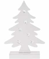 Wit houten kerstboompje decoratie 28 cm met led verlichting